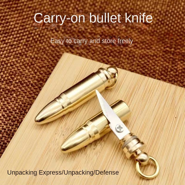 Compact Brass Knife Keychain