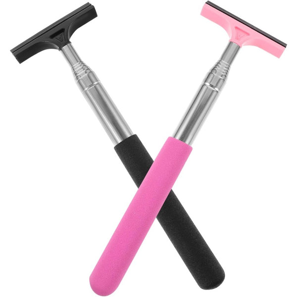 Telescopic Car Mirror Wiper Duo – Extendable Anti-Fog Silicone Squeegee (Black & Pink)