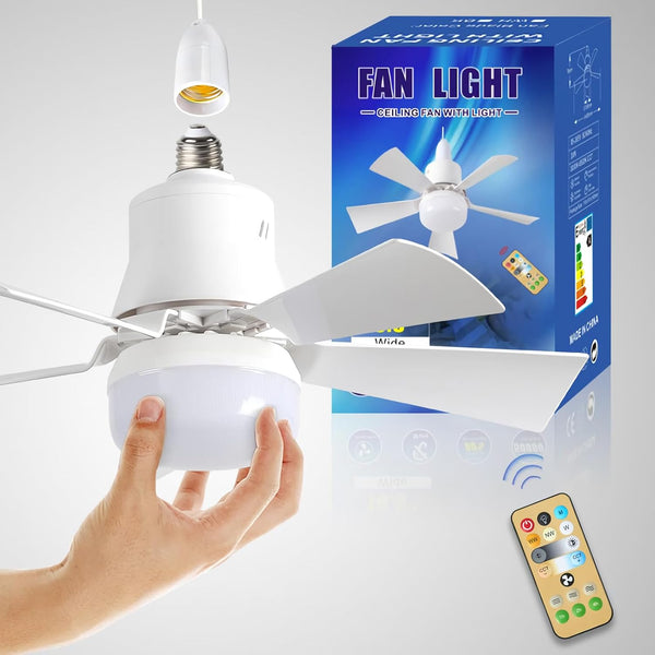 Remote-Control 3-Speed LED Fan Bulb for Rooms