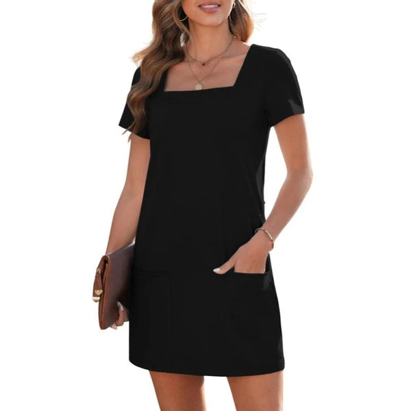 Square-Neck Pocket T-Shirt Dress｜Everyday Comfort Meets Casual Chic