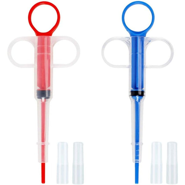 Pet Medicine Feeder Pet Pill Syringe Pet Liquid Feeding Dispenser Feeding Tool with Soft Silicone Tip for Dogs Cats Birds Small Animals Blue and Red 2 Pcs
