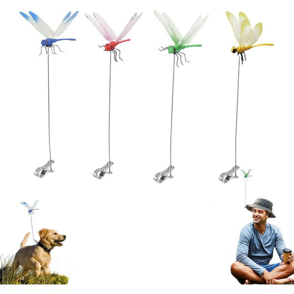 Indoor & Outdoor Fake Dragonfly Rod Clip,Dragonfly Clip Bug Repellent,12pcs 3D Simulated Dragonfly Hat Clips, Multicolor Waterproof Garden Decor, Multifunctional Hat Accessories, Suitable for Hat Deco