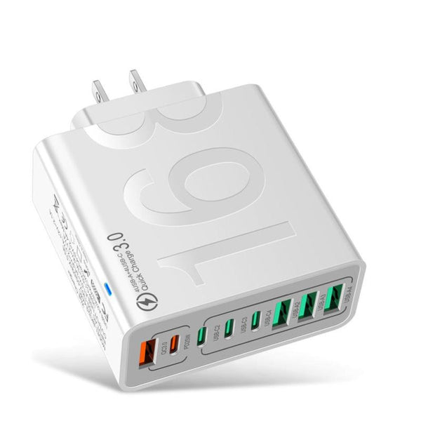 168W GaN USB Fast Charger｜8-Port Power Hub for USB-C & USB-A Devices