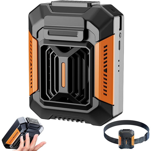 Tlpnb Portable Air Conditioner, Personal Fan Wearable Neck fan, Belt Fan Clip on Waist Portable Cooling Fans, 3 Wind Speeds with Light for Outdoor Camping Work (Orange)