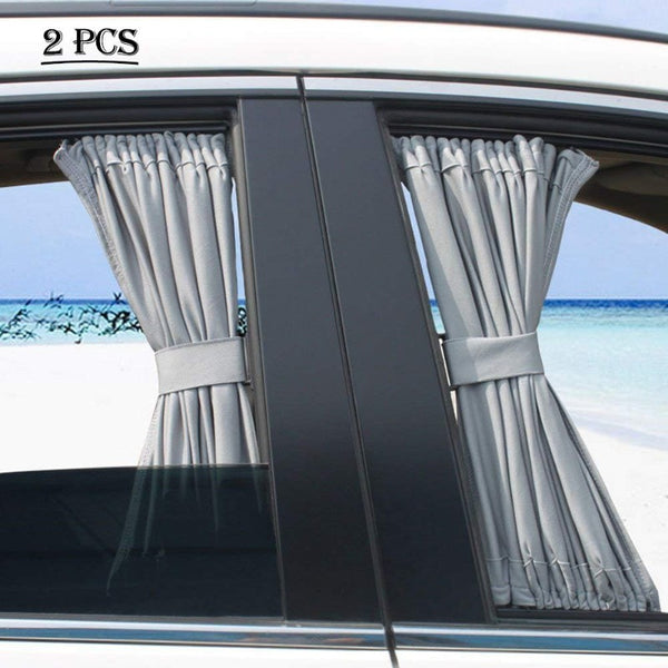 Car Window Curtain, Car Sun Shade Side Window Curtain, Adjustable Auto Sunshade Drape, Universal Curtains (Gray, 50L)